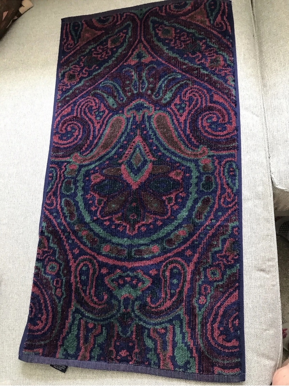 Vintage Ralph Lauren Paisley Medallion Hand Towel Jewel Tones 32" x 17" USA EUC